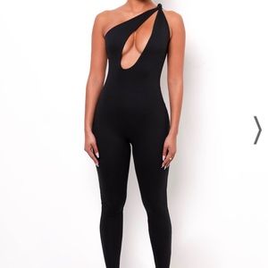 Myoutfitonline Cut Out Black Ariana Jumpsuit